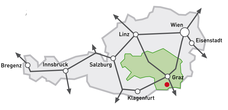 Anfahrt zu Winzerhof Hödl Südsteiermark Wagna